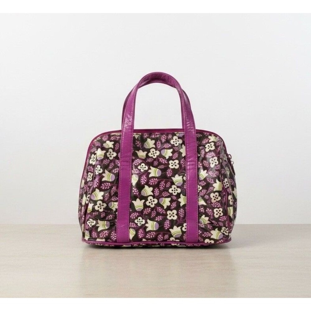 Vera Bradley Plum Petals Frill VIP Lunch Bag Double Handles Coated Exterior EUC